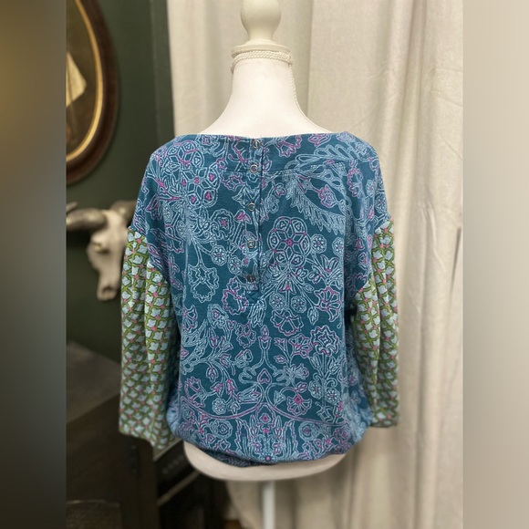 Anthropologie Daily Practice Abstract Puff-Sleeved Top Sweatshirt Size: Small - Picture 7 of 10